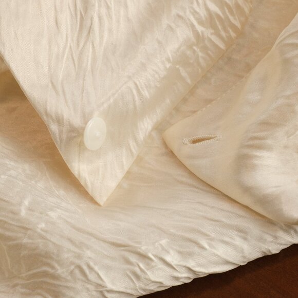 Alexander McQueen Asymmetrical Ruched Smashed Satin Top, Oyster, IT 36 (US 0) - Picture 13 of 14